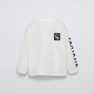 Zara Cream Long Sleeve Fantasia Tee